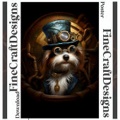 印刷可能なスチームパンクドッグハットゴーグルフェイクインク033 ポスター