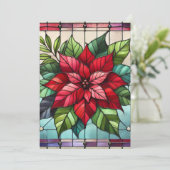 印刷可能なステンドグラスポインセチアのスクラップブック紙 招待状 (スタンド正面)