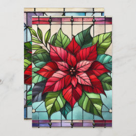 印刷可能なステンドグラスポインセチアのスクラップブック紙 招待状