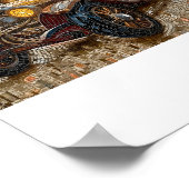 印刷可能なステームパンククラシックカーフェイクモザイク027 ポスター (角)