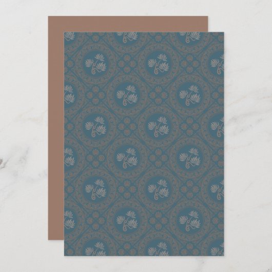 印刷可能なタペストリーロココマンダラダイヤモンドタイル 招待状 (正面/裏面)