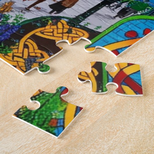 印刷可能なダブリンアイルランドトラベルアートヴィンテージ ジグソーパズル (側面)