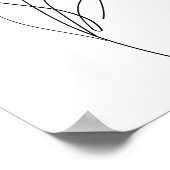 印刷可能なチューリップラインミニマルスケッチ、アートフローラ ポスター (角)