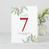 印刷可能なテーブル番号植物性クリスマス 招待状 (スタンド正面)