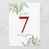 印刷可能なテーブル番号植物性クリスマス 招待状 (正面)