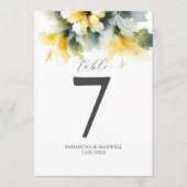 印刷可能なテーブル番号水の色ハイビスカス 招待状 (正面)