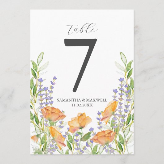 印刷可能なテーブル番号水色の花 招待状 (裏面)