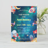 印刷可能なデジタルダウンロードの外部空間誕生日 招待状 (スタンド正面)