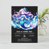 印刷可能なドリーミーマーメイド誕生日 招待状 (スタンド正面)