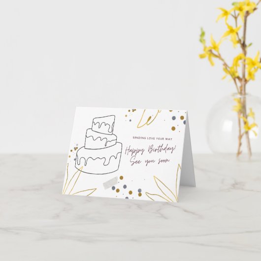 印刷可能なハッピーバースデーデザイン独自のカード カード (黄色い花)