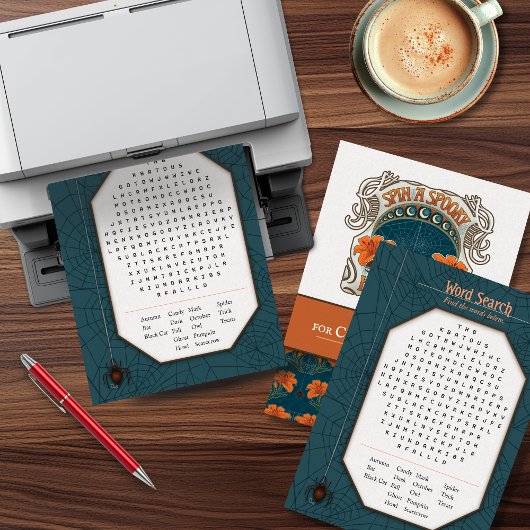 印刷可能なハロウィーン簡単単語検索パーティーゲーム シーズンカード