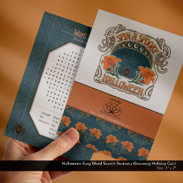 印刷可能なハロウィーン簡単単語検索ビジネス シーズンカード