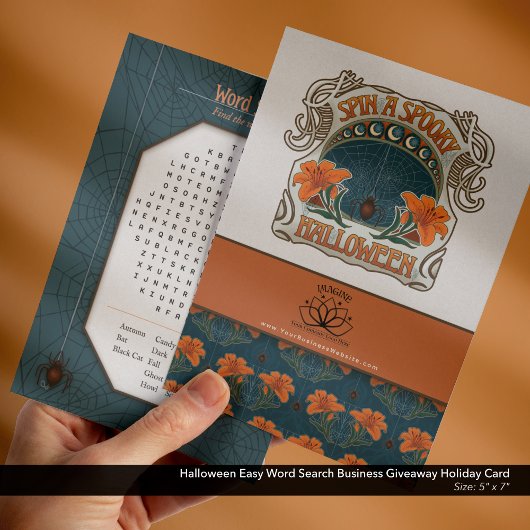 印刷可能なハロウィーン簡単単語検索ビジネス シーズンカード