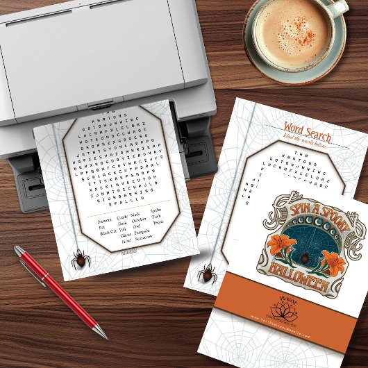 印刷可能なハロウィーン簡単単語検索ビジネス シーズンカード
