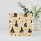 印刷可能なビンテージクリスマスエバーグリーンパインの木 招待状 (スタンド正面)