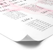 印刷可能なピンクのリボンのベビーシャワー座席表 ポスター (角)