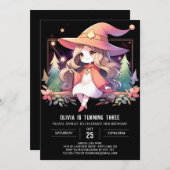 印刷可能なファンタジーウィザード誕生日 招待状 (正面/裏面)