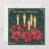 印刷可能なフェスティバルフローラキャンドルバイブルバース紙 招待状 (正面)