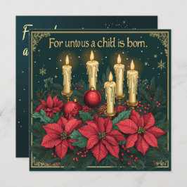 印刷可能なフェスティバルフローラキャンドルバイブルバース紙 招待状