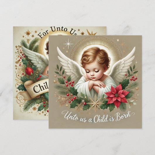 印刷可能なフェスティバルベビーイエスバイブル聖句スクラップブック 招待状 (正面/裏面)