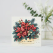 印刷可能なフェスティバルポインセチア出生聖句 招待状 (スタンド正面)