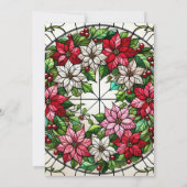 印刷可能なフローラポインセチアリースステンドグラス 招待状 (裏面)