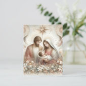 印刷可能なフローラ水カラー出生カードストック 招待状 (スタンド正面)