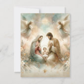 印刷可能なフローラ水カラー出生カードストック 招待状 (裏面)