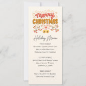 印刷可能なベリーとベルのホリデーメニュー 招待状 (正面)