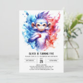 印刷可能なボヘミアンモンキー誕生日 招待状 (スタンド正面)