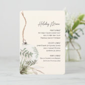 印刷可能なボホオーナメントホリデーメニュー 招待状 (スタンド正面)