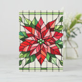 印刷可能なポインセチアのステンドグラスのスクラップブック紙 招待状 (スタンド正面)