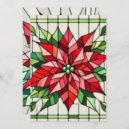 印刷可能なポインセチアのステンドグラスのスクラップブック紙 招待状