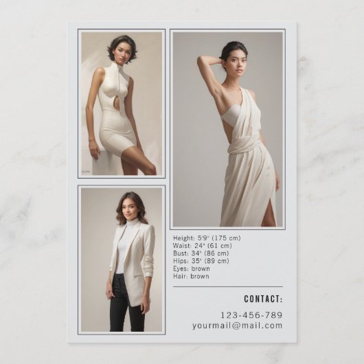 印刷可能なモデル補正カードテンプレートデザイン メニュー (裏面)