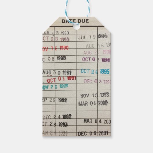 印刷可能なライブラリカードギフトラベル ギフトタグ (正面)