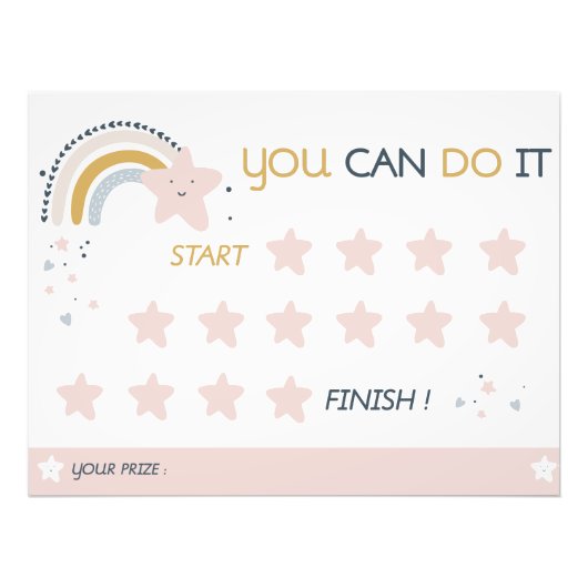 印刷可能なレインボー報酬チャートのトレーニング・チャート フォトプリント            (正面)