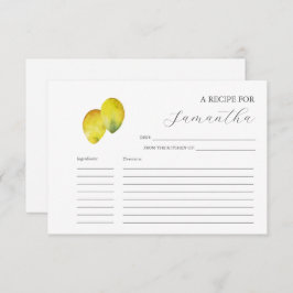 印刷可能なレシピカードウォーターカラーレモン 招待状