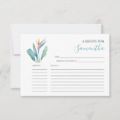 印刷可能なレシピカード水色の花 招待状 (正面)