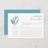 印刷可能なレシピカード水色の花 招待状 (正面/裏面)