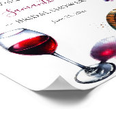 印刷可能なワイン&チーズブライダルシャワーウェルカムサイン ポスター (角)