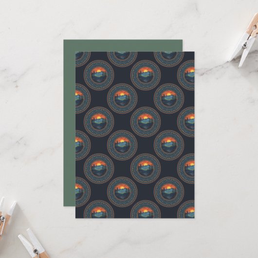 印刷可能なヴィンテージウィルダネス水玉模様マンダラ 招待状 (正面/裏面インサイチュ)