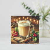 印刷可能なヴィンテージクリスマスドリンクエッグノグラテ 招待状 (スタンド正面)