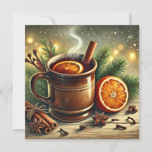 印刷可能なヴィンテージクリスマスマルチのアップルサイダー 招待状 (裏面)