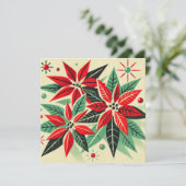 印刷可能なヴィンテージクリスマス50sポップ・アートのアートポインセチア 招待状 (スタンド正面)