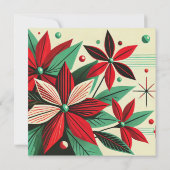 印刷可能なヴィンテージクリスマス50sポップ・アートのアートポインセチア 招待状 (裏面)