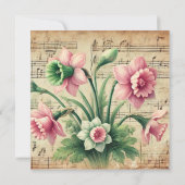 印刷可能なヴィンテージピンクと緑の水仙スクラップブック 招待状 (裏面)