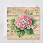 印刷可能なヴィンテージピンク&グリーンアジサイのスクラップブック 招待状 (正面)