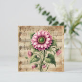 印刷可能なヴィンテージピンク&グリーンサンフラワースクラップブック 招待状 (スタンド正面)