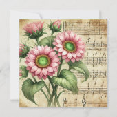 印刷可能なヴィンテージピンク&グリーンサンフラワースクラップブック 招待状 (裏面)