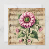 印刷可能なヴィンテージピンク&グリーンサンフラワースクラップブック 招待状 (正面)